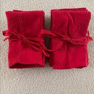 Set of 12 Red Snowflake Cloth Napkins